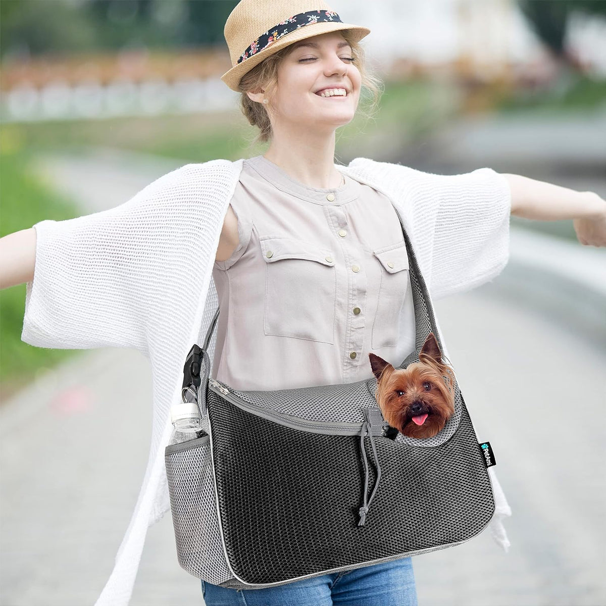 PetAmi Small Dog Sling Carrier, Soft-Sided Crossbody Puppy Carrying Purse Bag, Adjustable Sling Pet