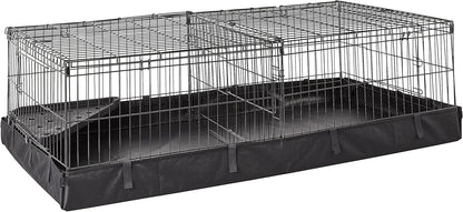 Amazon Basics Leakproof Canvas Bottom Guinea Pig Pet Cage with Divider Set, Black, 47.6"L x 24.2"W