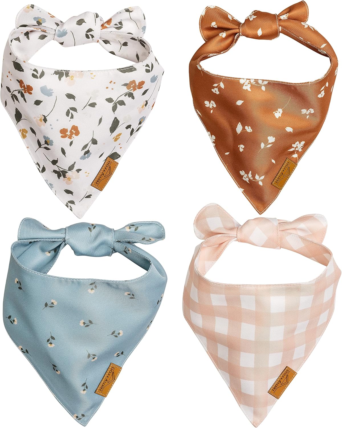 Remy+Roo Small Spring Dog Bandanas - 4 Pack Emily Set | Premium Durable Adjustable Polyester Fabric