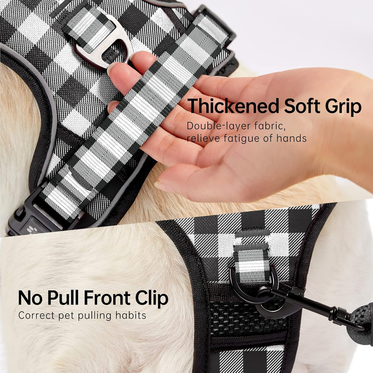 NESTROAD No Pull Dog Harness with Leash, Reflective No Choke Pet Vest Harness,Adjustable Soft