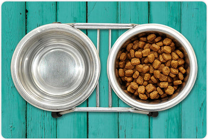 Lunarable Mint Pet Mat for Food and Water, Old Wood Rustic Oak Plank Background with Vertical