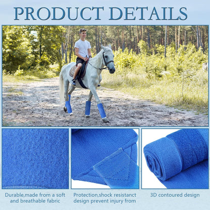 Set of 4 Horse No Bow Bandage 3D Contoured Standing Wrap Bandages Stable Nylon Horse Leg Wraps for
