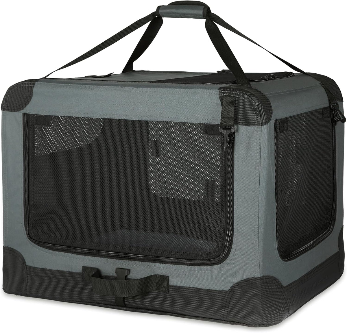 Amazon Basics 4-Doors Portable Soft-Sided Folding Travel Crate Kennel for cat, Dog, and Other Small