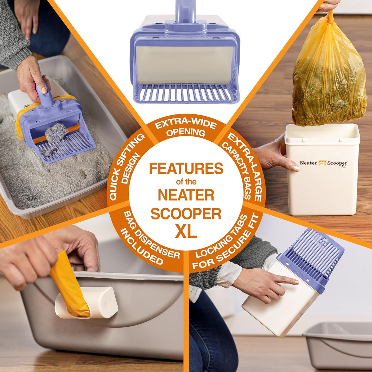Neater Pet Brands Neater Scooper XL Cat Litter Scoop, 60 Refill Bags – Extra-Large Capacity