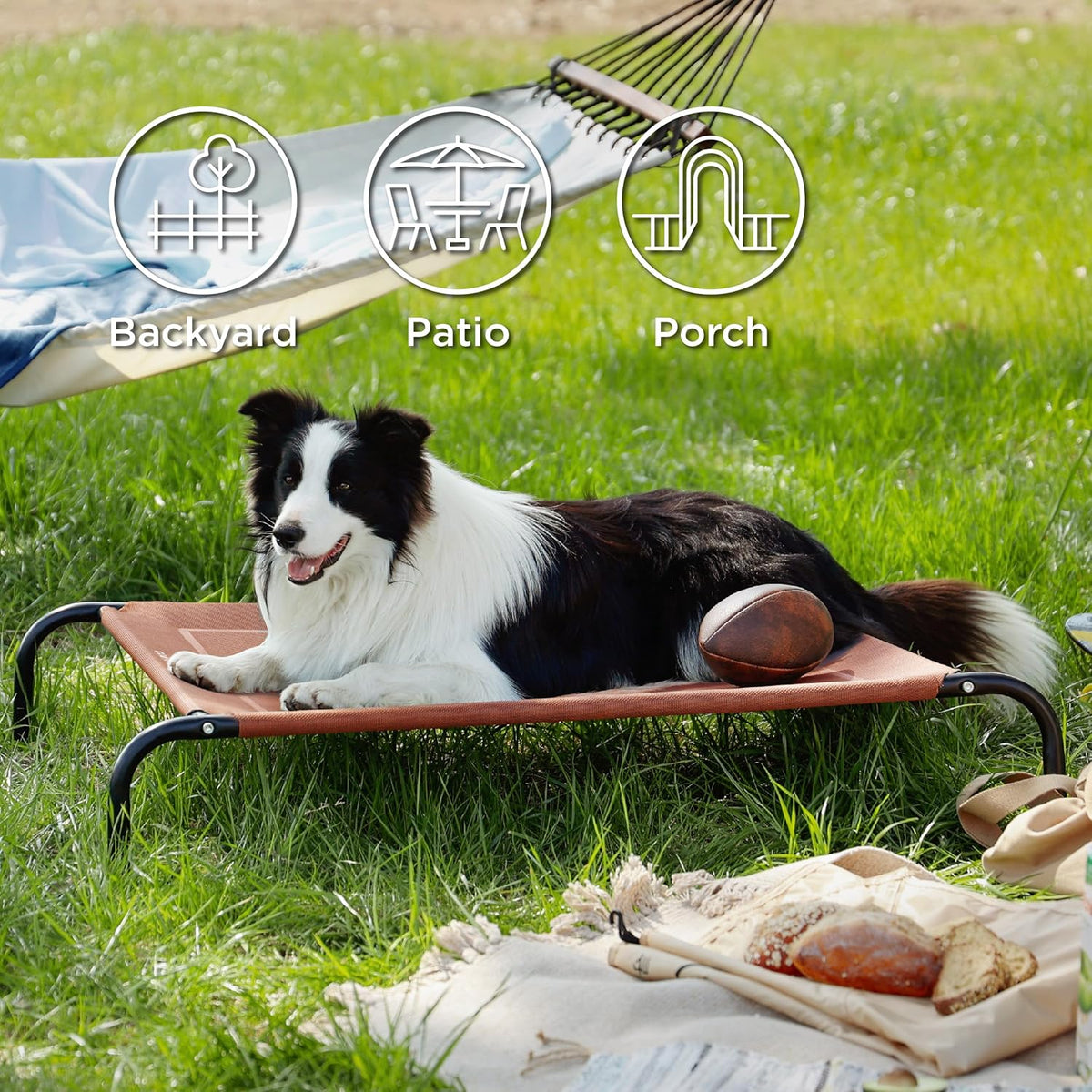 Bedsure Elevated Raised Cooling Cots Bed for Large Dogs, Portable Indoor & Outdoor Pet Hammock with