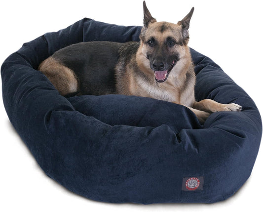 Majestic Pet 52 Inch Micro Velvet Calming Dog Bed Washable 52x35x11 (inch) – Cozy Soft Round Donut