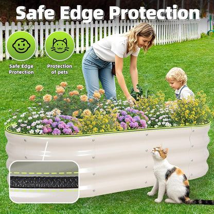 G GOOD GAIN Galvanized Metal Raised Garden Bed Kit - 4x2x1FT Outdoor Planter Box with Safety Edging