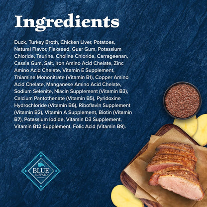 Blue Buffalo Wilderness Natural High-Protein Grain-Free Wet Food for Adult Cats, Duck Paté, 3-oz.
