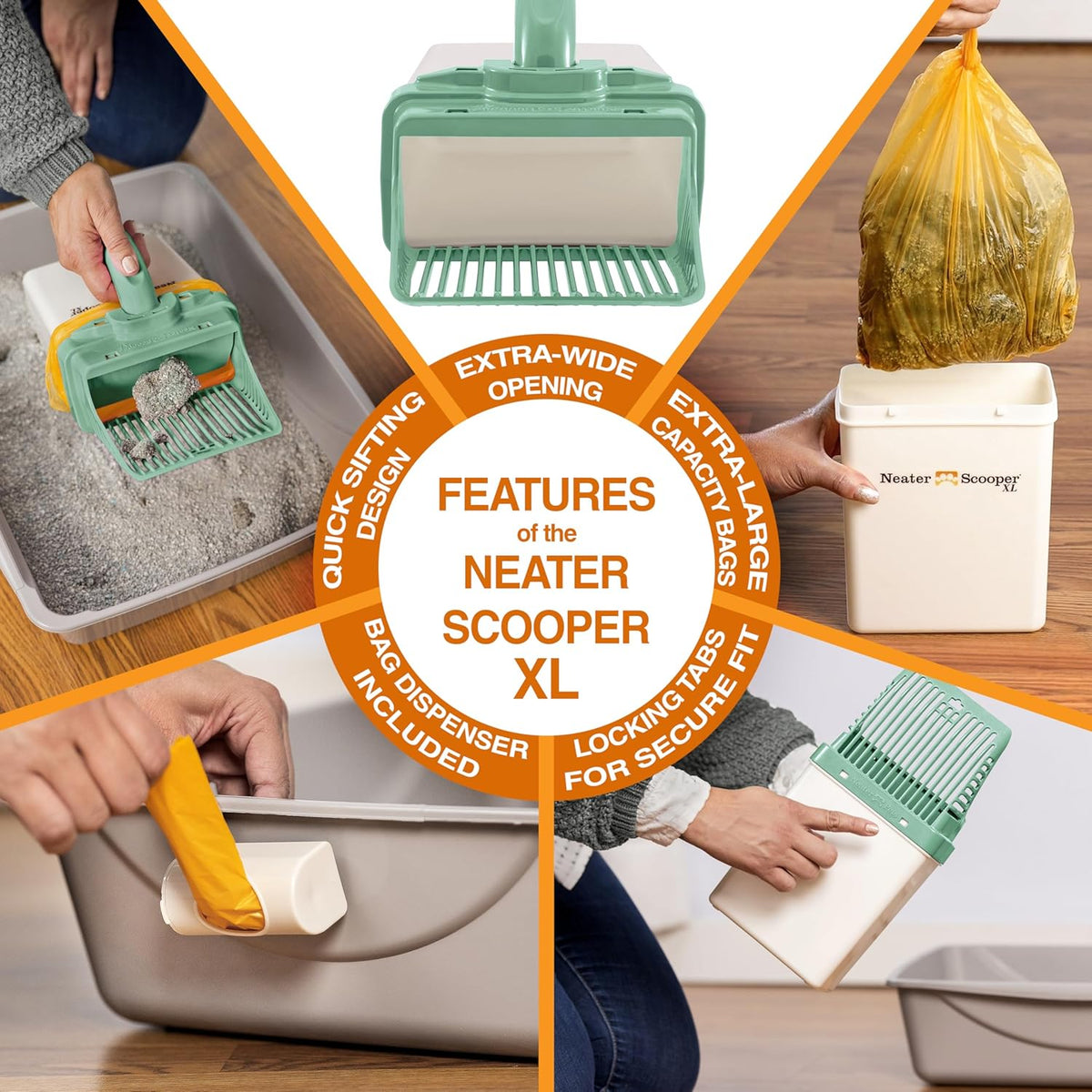 Neater Pet Brands Neater Scooper XL Cat Litter Scoop, 195 Refill Bags – Extra-Large Capacity