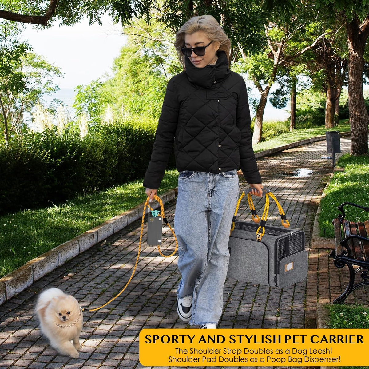 PAWZIDEA Expandable Pet Carrier w/ID Card, 18x11x11 in Small Dog Carrier TSA Airline Approved, Top
