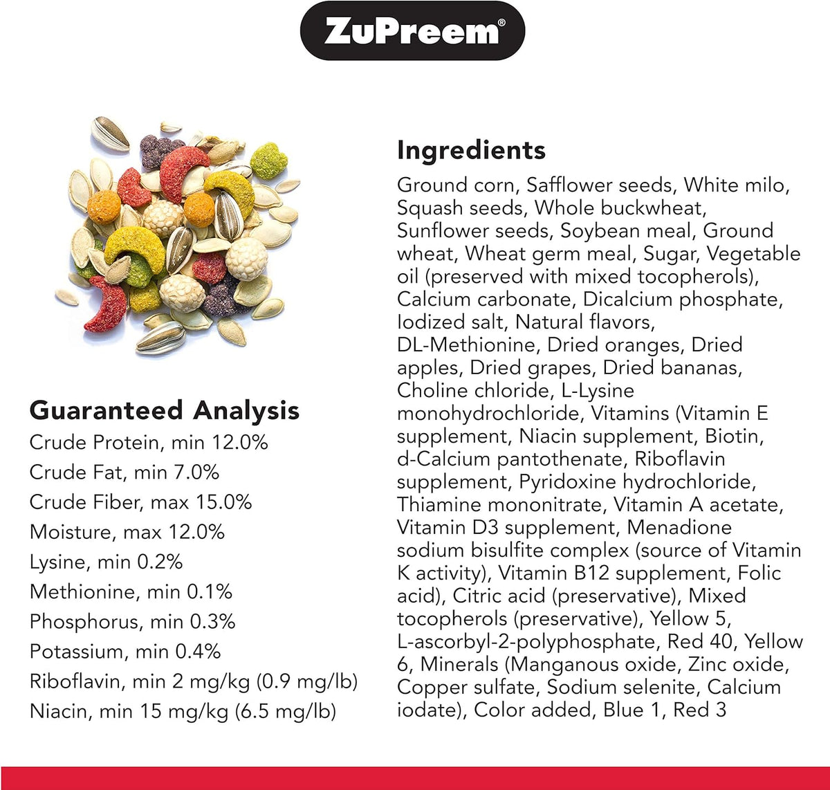 ZuPreem Sensible Seed Bird Food, Cockatiel, Lovebird, Quaker, Small Conure, Seed and Pellet Blend