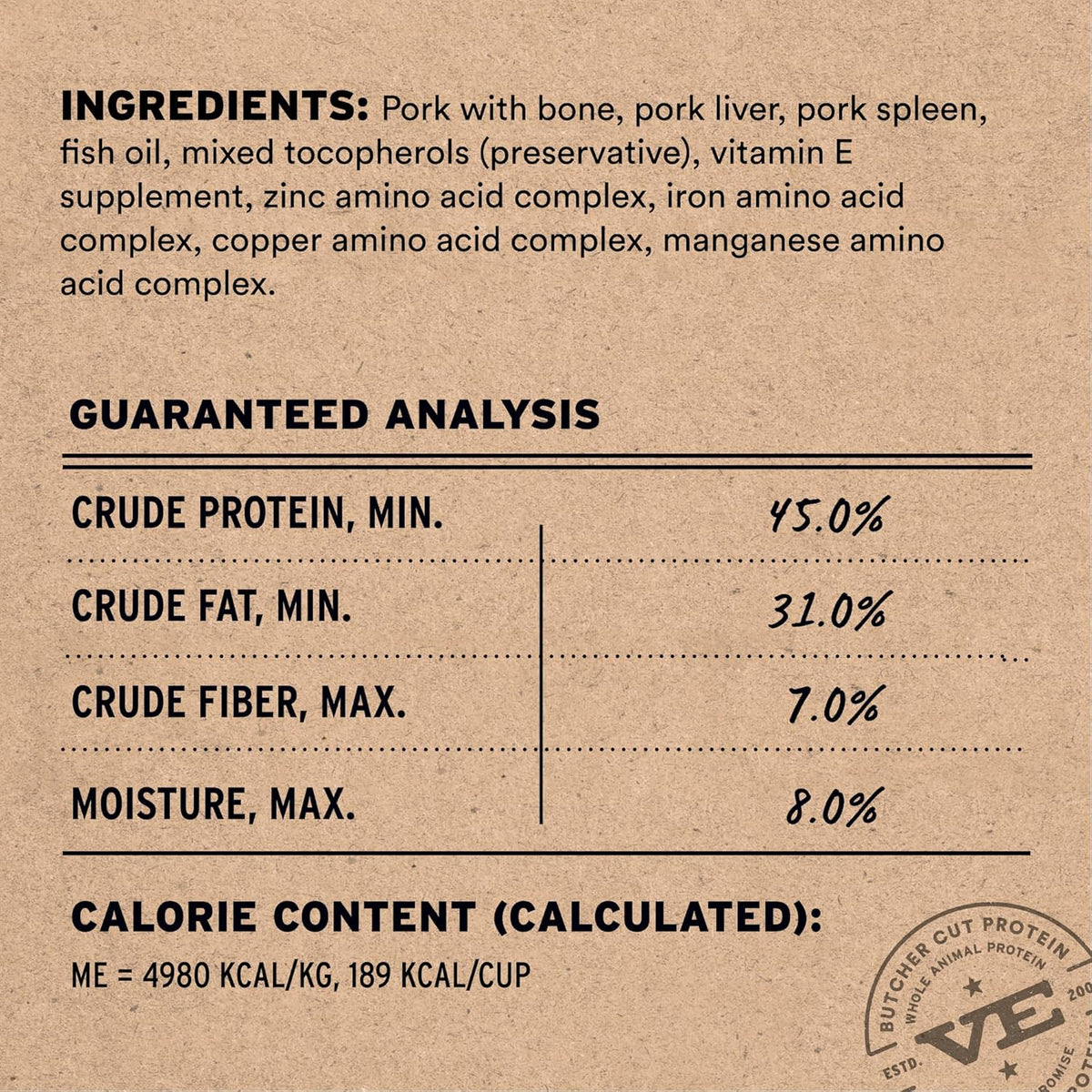 Vital Essentials Freeze-Dried Raw Pork Meal or Mixer Cat Food Soft Nibs | 99% Pork, Organs & Bone |