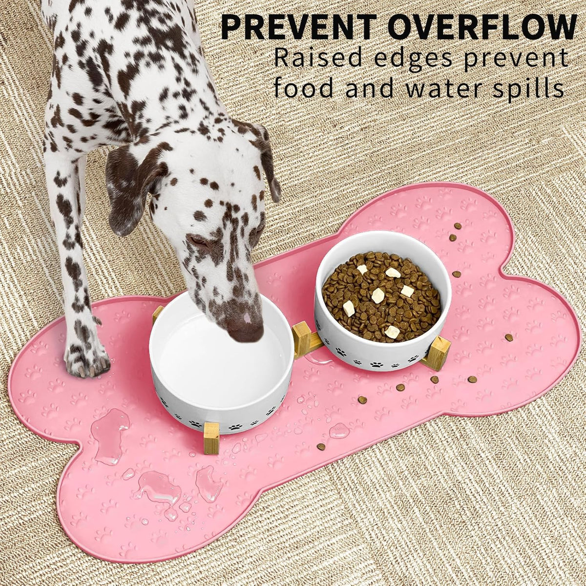 Dog Food Mat Anti-Slip Silicone Dog Bowl Mat Thicker Pet Placemat Waterproof Cat Feeder Pad with