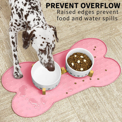 Dog Food Mat Anti-Slip Silicone Dog Bowl Mat Thicker Pet Placemat Waterproof Cat Feeder Pad with