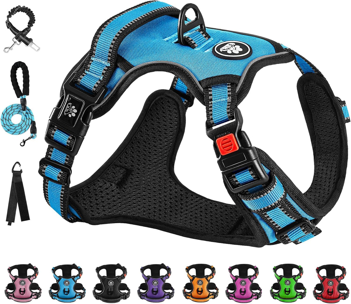NESTROAD No Pull Dog Vest Harness with Leash, Adjustable Reflective Oxford Pet Harness with Easy