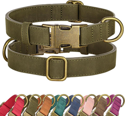 Didog Soft PU Leather Dog Collar, Stylish Quick Released Dog Collars for Large Dogs, Easy Clean