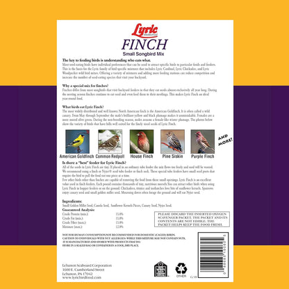 Lyric Finch - Small Songbird Wild Bird Seed - Attracts Goldfinches, House Finches, Purple Finches &