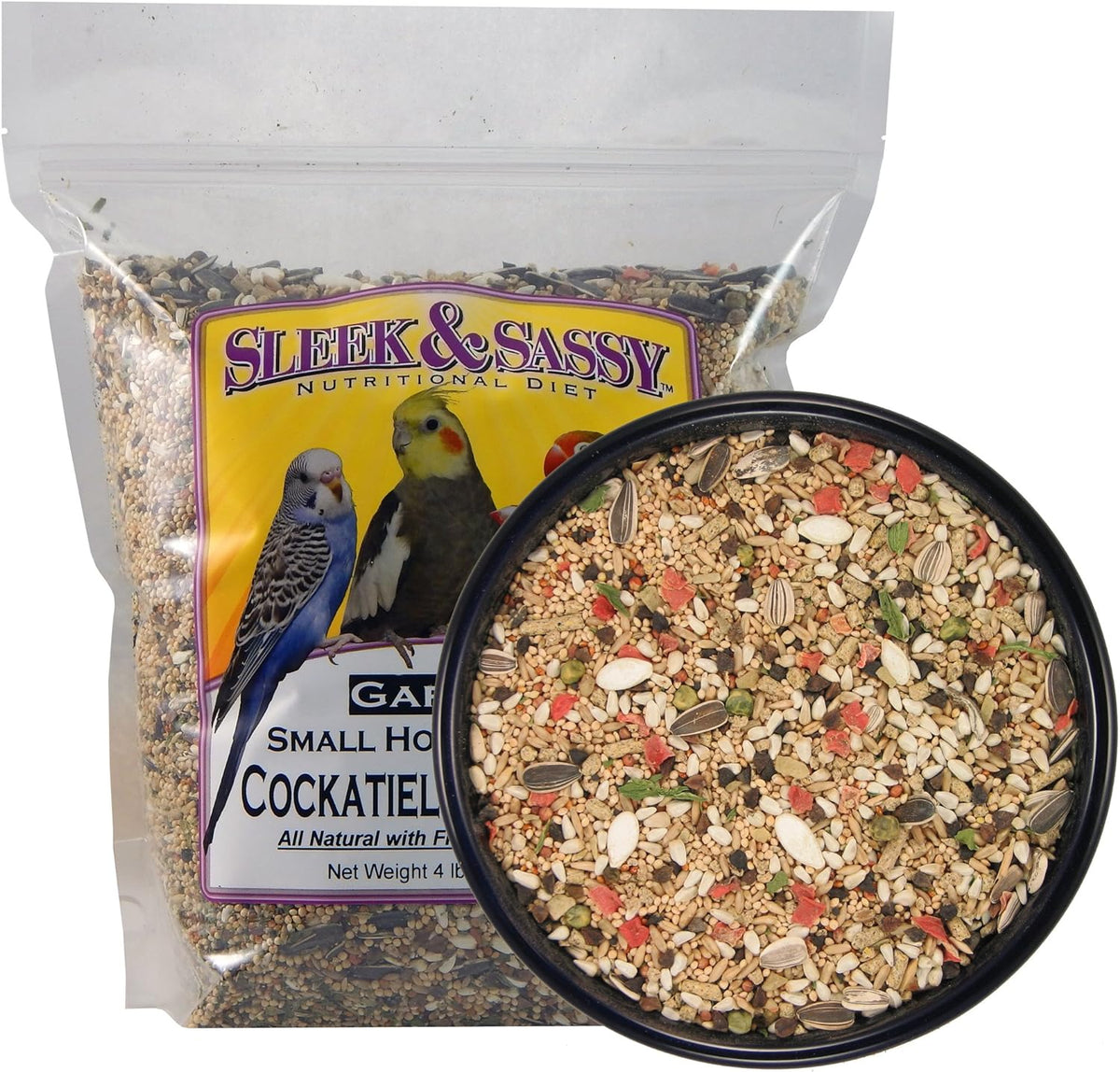 SLEEK & SASSY Garden Small Hookbill Bird Food for Cockatiels, Lovebirds, Quaker Parrots & Small