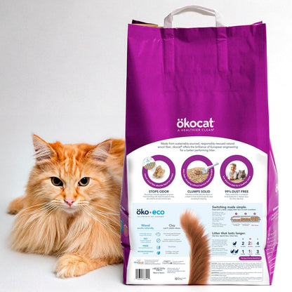 ökocat Less Mess Low Tracking Wood Clumping Cat Litter Mini- Pellets, Unscented, 21.5 pounds