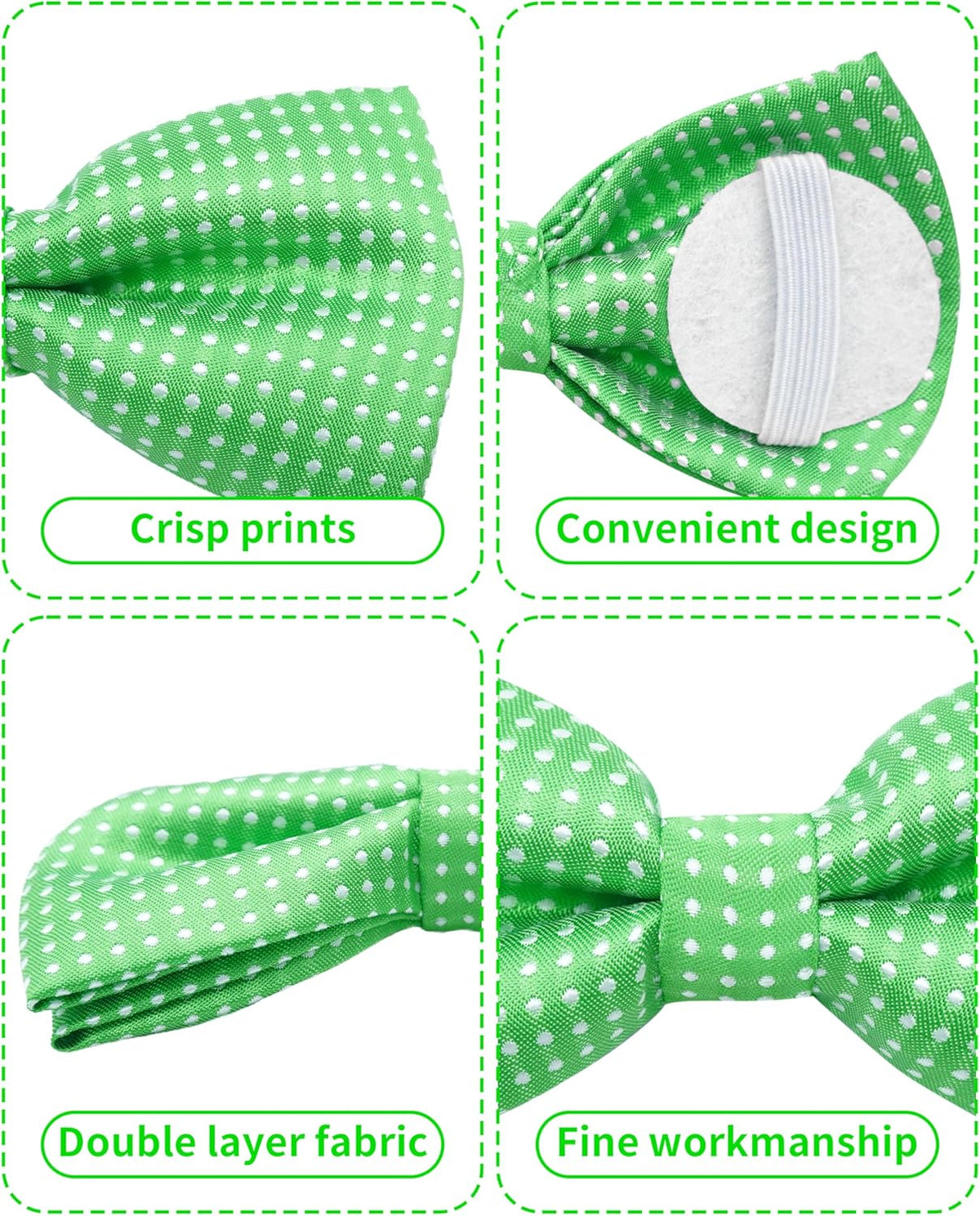PET SHOW 8 Pack Dot Big Dogs Collar Embellishment Attachment Bow Ties for Medium Large Dogs Collar