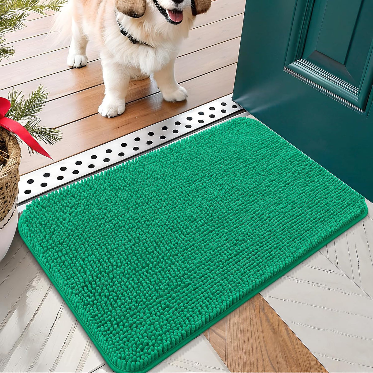 OLANLY Dog Door Mat for Muddy Paws 24x16, Absorbs Moisture and Dirt, Absorbent Non-Slip Washable