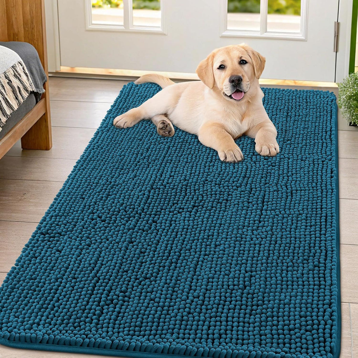 Smiry Dog Door Mat for Muddy Paws 47x32, Absorbs Moisture and Dirt Doormat, Non-Slip Washable Quick