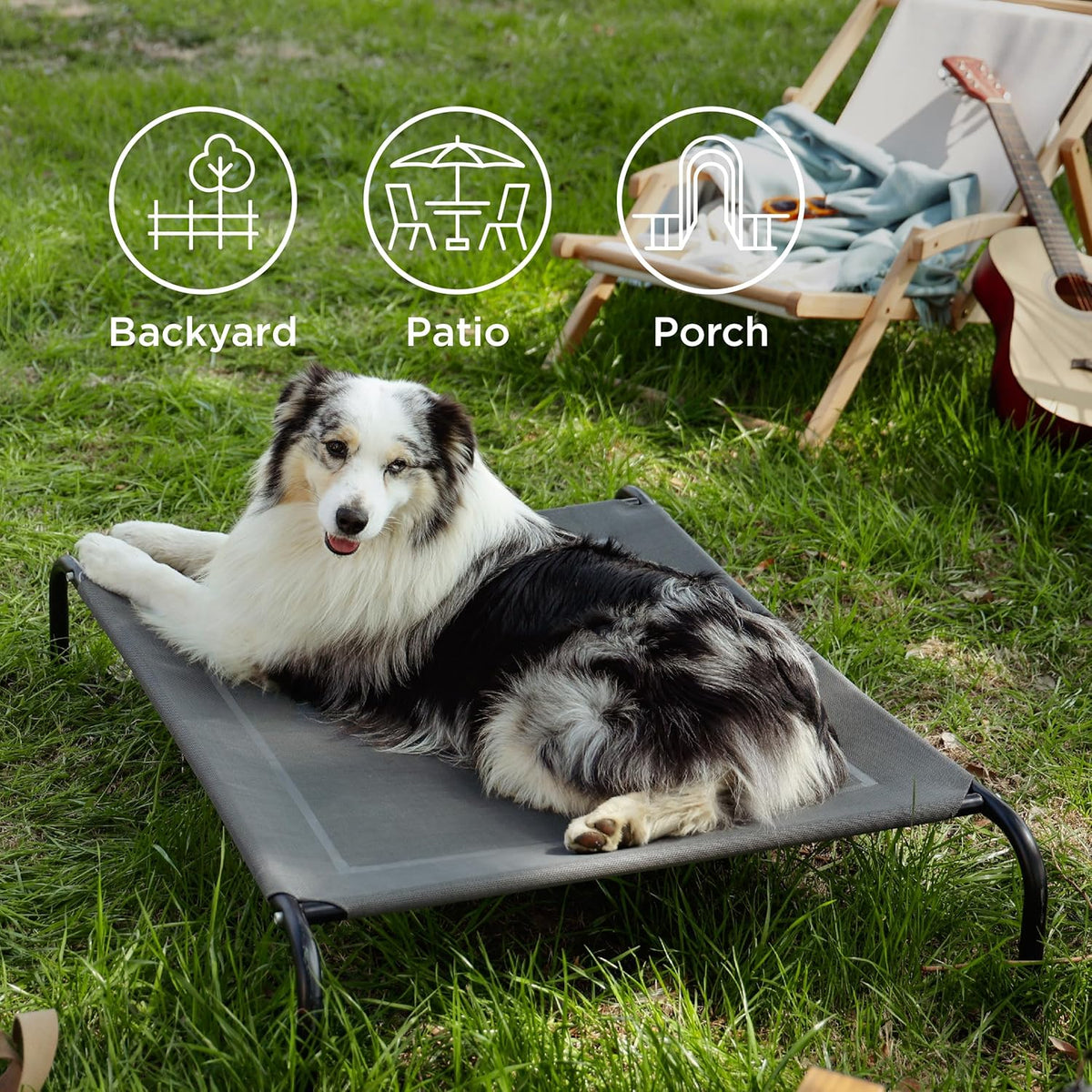 Bedsure Outdoor Elevated XL Dog Bed, Portable Indoor & Outdoor Cooling Raised Cot Pet Hammock Bed