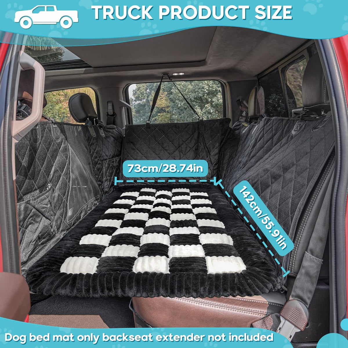 Dog Car Bed Mat, Non-Slip Backseat Extender Pet Blanket, Plaid Dog Bed for Trucks, Sedans & Large