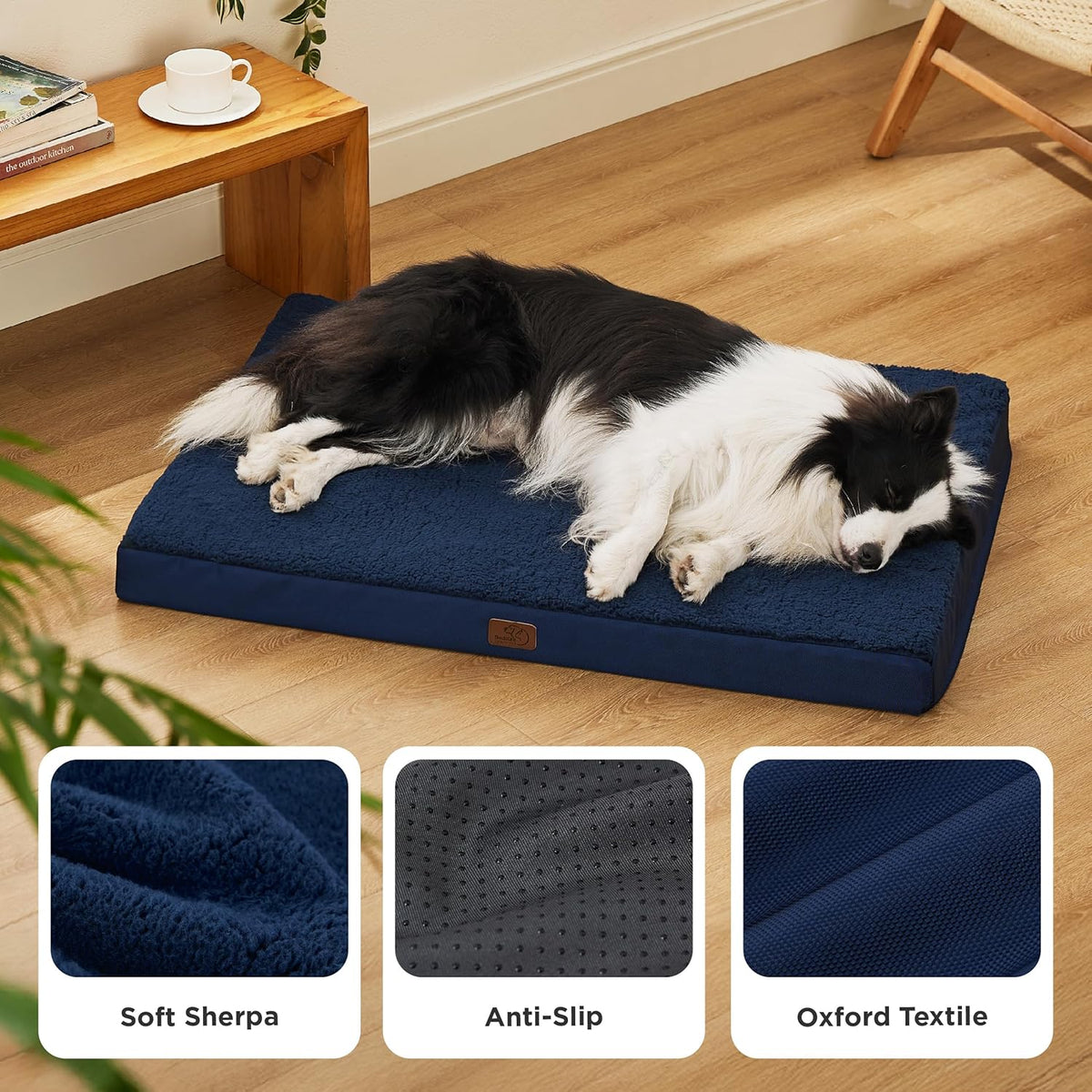 Bedsure Dog Beds Large Sized Dog - Orthopedic Flat Pet Beds with Removable Washable Cover, Egg