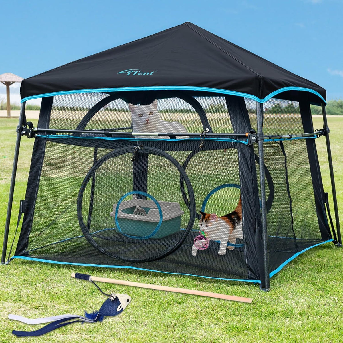 Cat Enclosure and Cat Tower Tent with Two Styles of canopiesfor Indoor and Outdoor,X-Large Outdoor