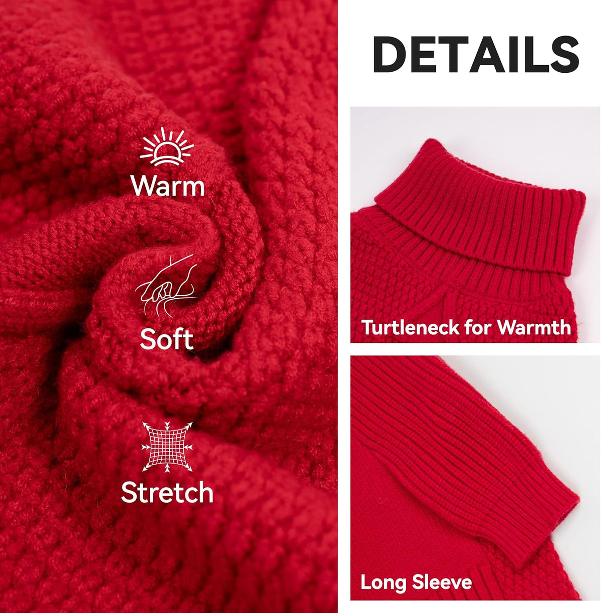 cyeollo Dog Sweaters for Small Dogs Boy, Pullover Turtleneck for Dogs Female, Knitted Doggy Fall