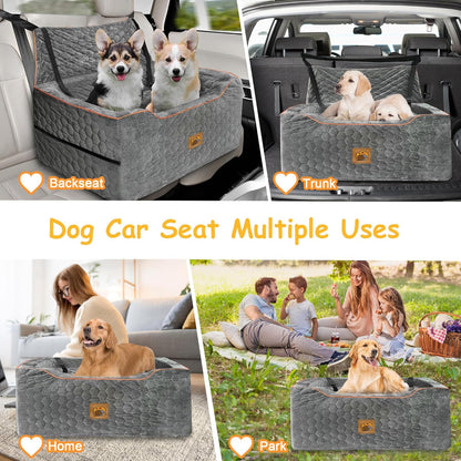 Dog Car Seat for Medium/Large Dog Booster Seat Under 60 lbs or 2 Small Dogs, Multi-Functional Pet