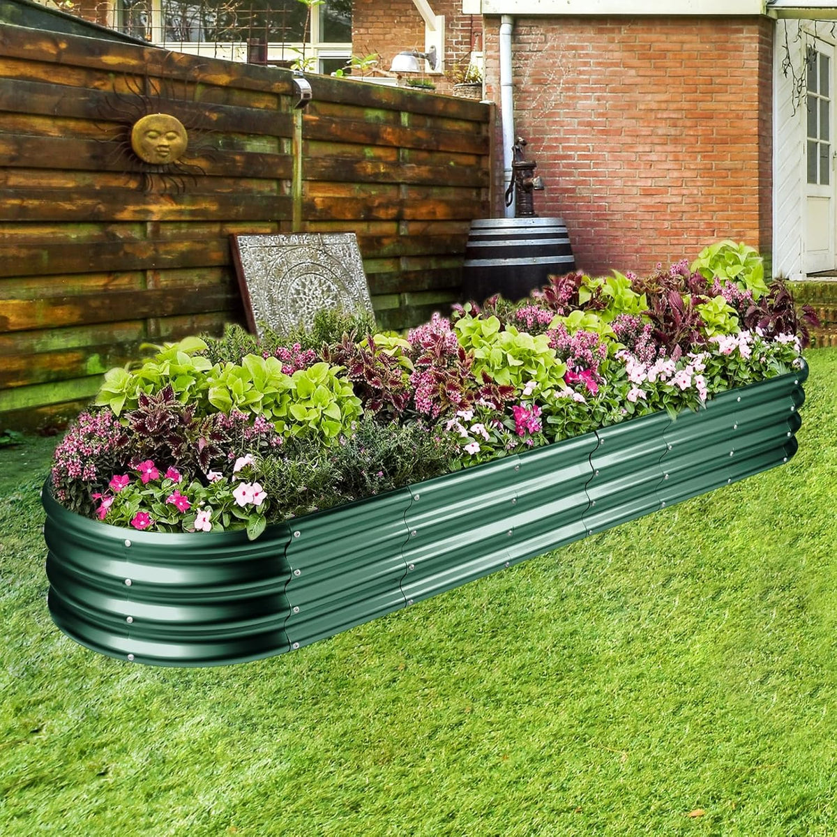 Land Guard 8×2×1ft Galvanized Raised Garden Bed Kit, 108 Gallon Capacity Raised Garden Boxes