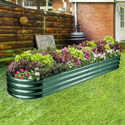 Land Guard 8×2×1ft Galvanized Raised Garden Bed Kit, 108 Gallon Capacity Raised Garden Boxes