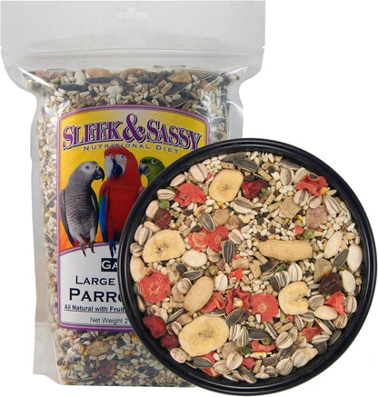 SLEEK & SASSY Garden Large Hookbill Parrot Food for Large Conures, Amazons, African Greys