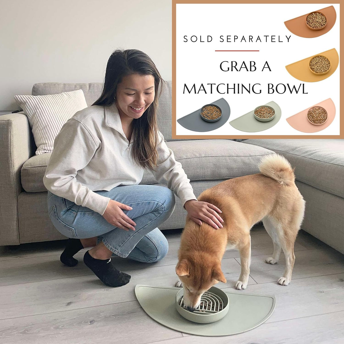 Waterproof Silicone Pet Food Mat - Non-Slip, Spill-Proof Feeding Mats for Floors, Raised Edge