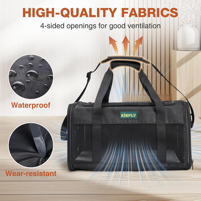 Airline Approved Cat and Small Dog Carrier – Soft-Sided, Foldable Under-Seat Travel Bag for Pets up