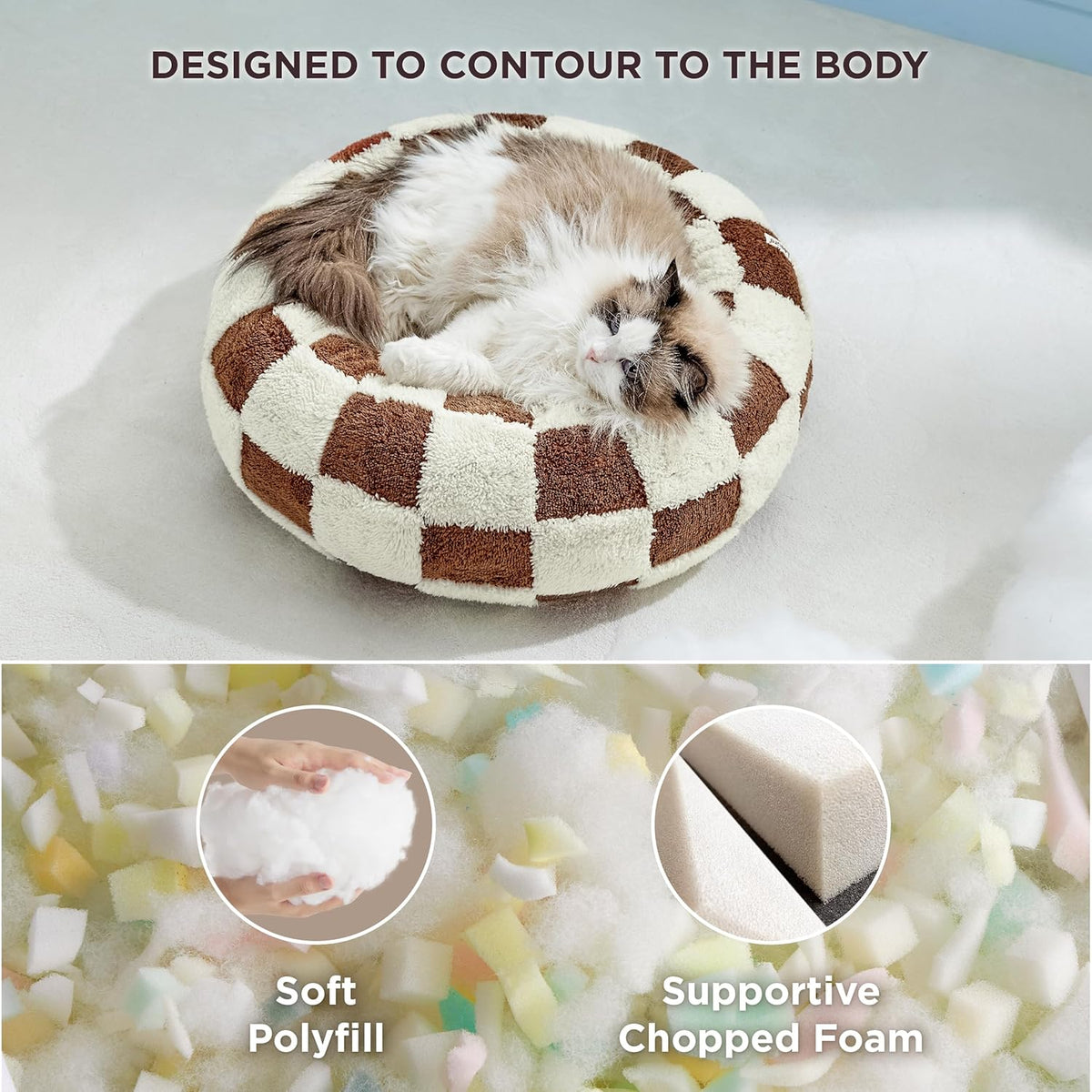 LE SURE Donut Small Dog Bed - Round Cat Bed for Indoor Cats with Anti-Anxiety Calming Teddy Sherpa