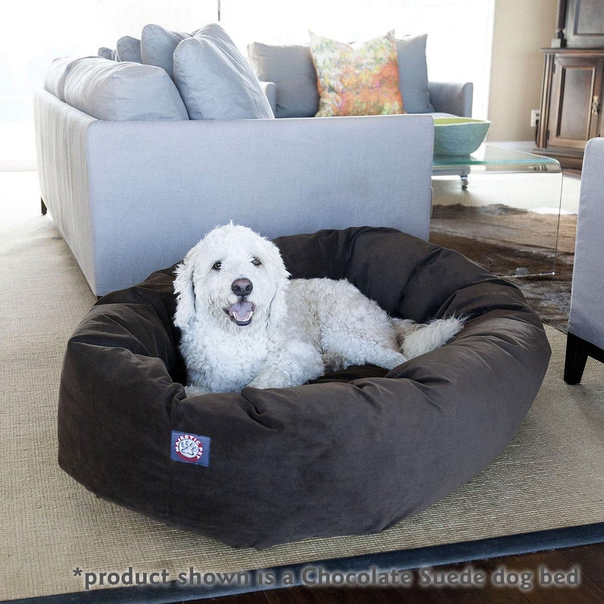 Majestic Pet 24 Inch Suede Calming Dog Bed Washable 24x19x7 (Inch) – Cozy Soft Round Donut Dog Bed