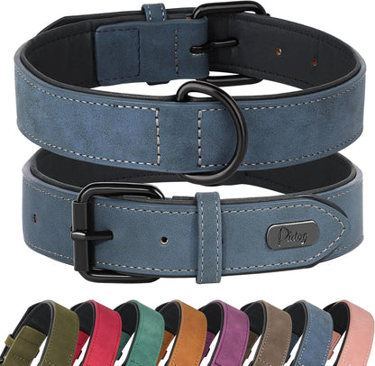 Didog Soft Padded PU Leather Dog Collar, Breathable and Adjustable Dog Collars for Medium Dogs