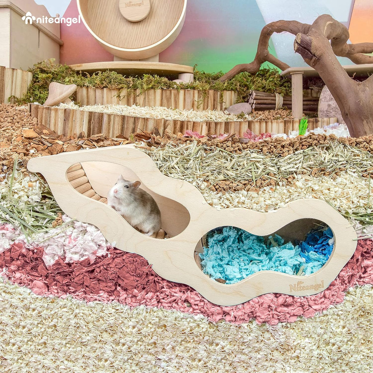 Niteangel Hamster House w/Climbing Ladder for Hamsters Gerbils Mice or Similar-Sized Pets (Secret