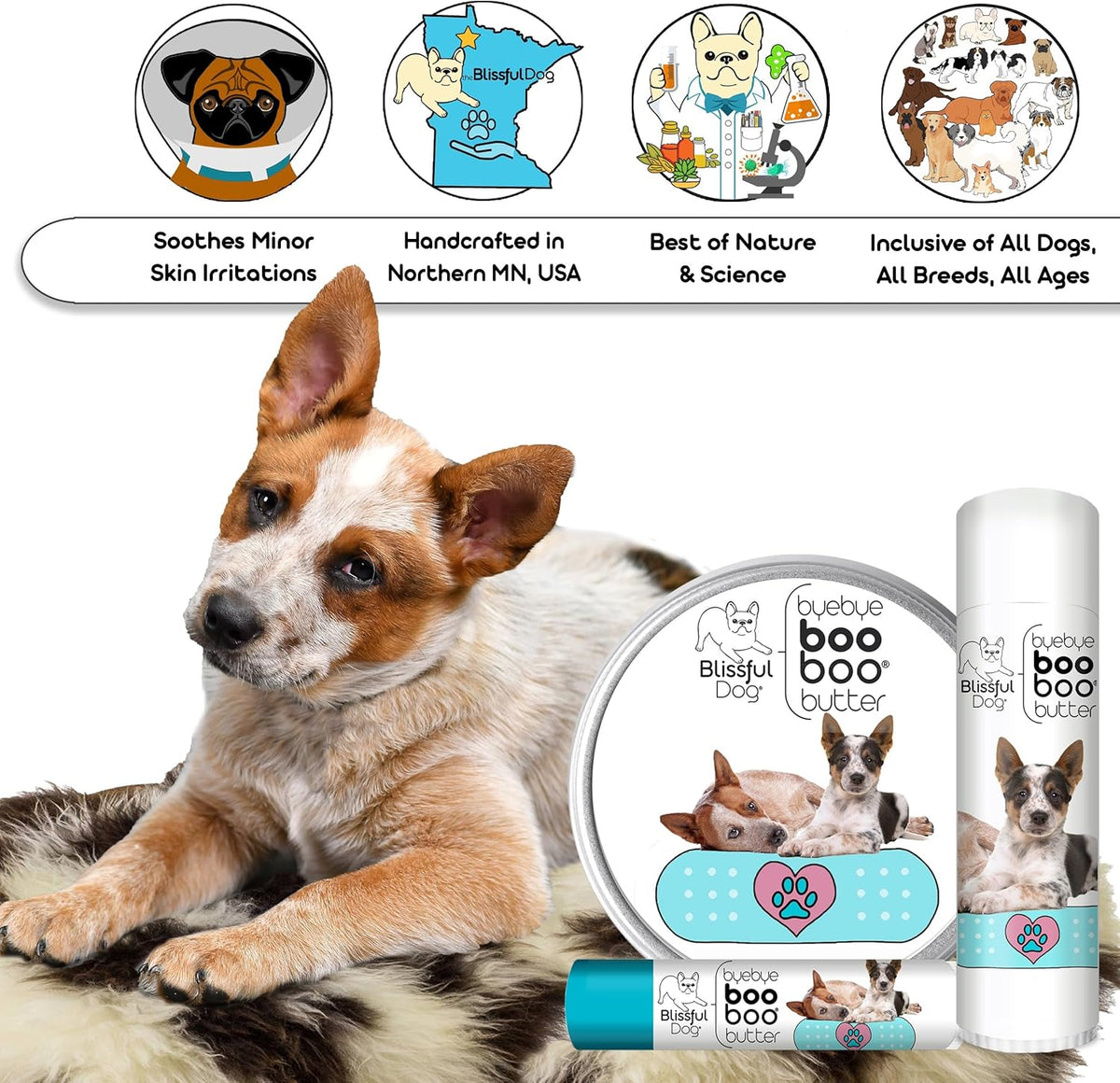 The Blissful Dog 1 oz TIN AUSTRAILIAN Cattle Dog Booboo Butter