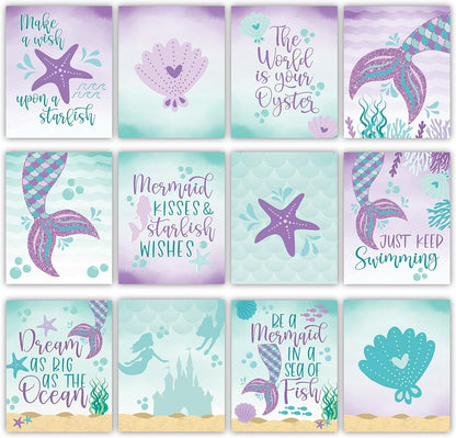 Hadley Designs 6 Mermaid Wall Decor – Reversible Magical Mermaid Wall Art for Nursery & Bathroom