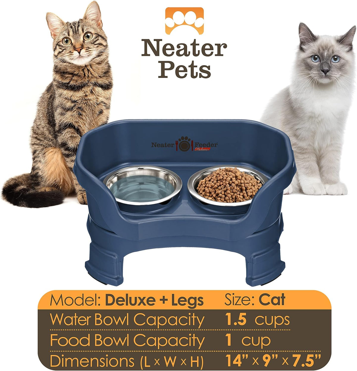 Neater Feeder Deluxe Mess Proof Cat Bowls Elevated for All Breeds – Made in USA – No Spill Raised