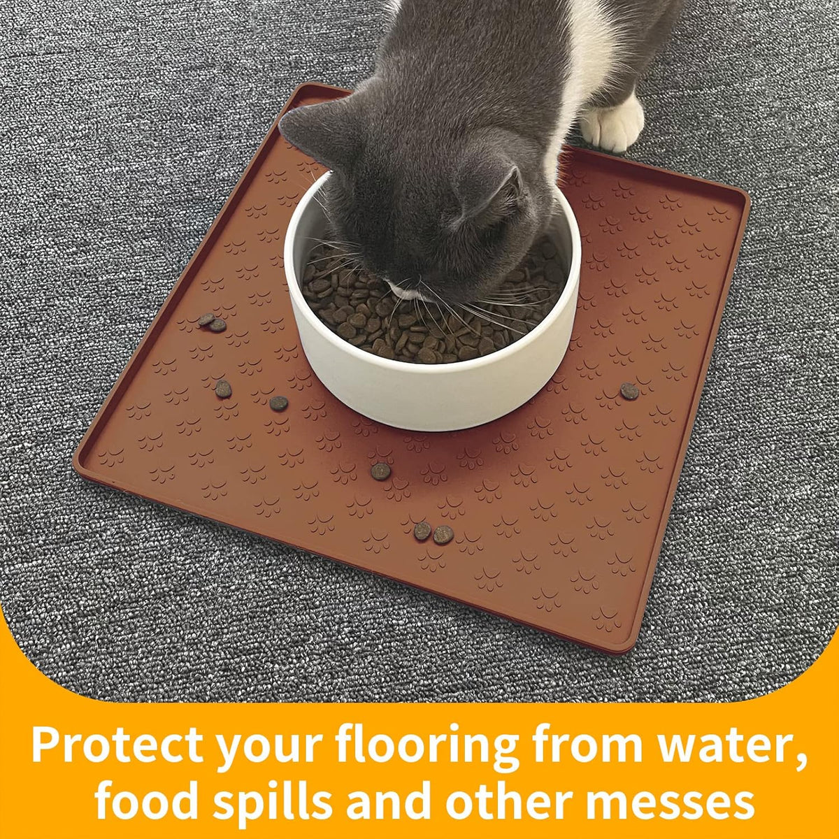 Ptlom Pet Placemat for Dog and Cat, Waterproof Silicone Pet Feeding Bowl Mats for Food and Water