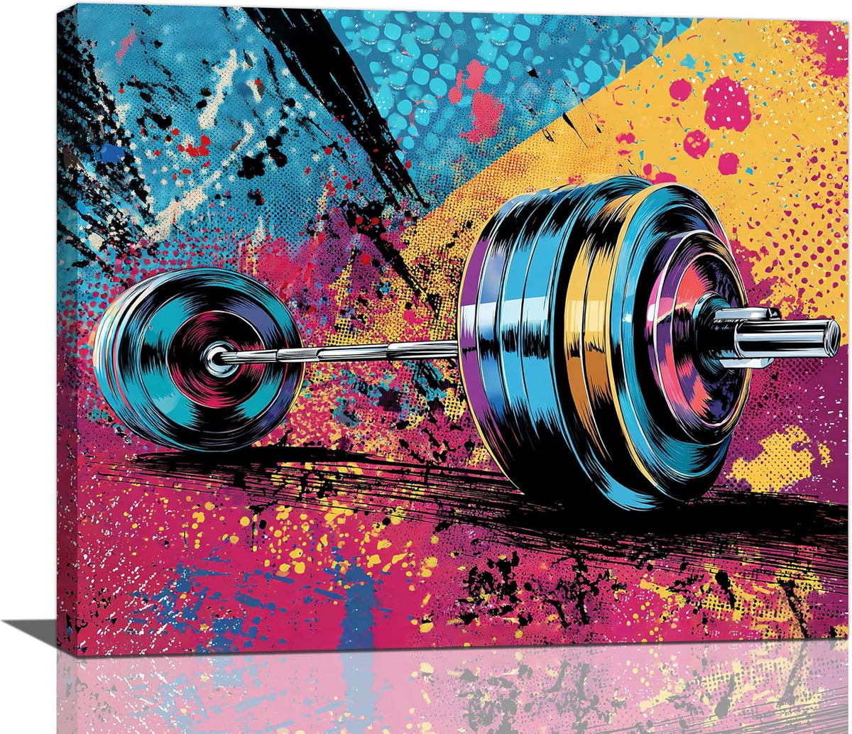 Gym Wall Art Weightlifting Fitness Canvas Wall Decor Barbell Sports Training Pictures Painting