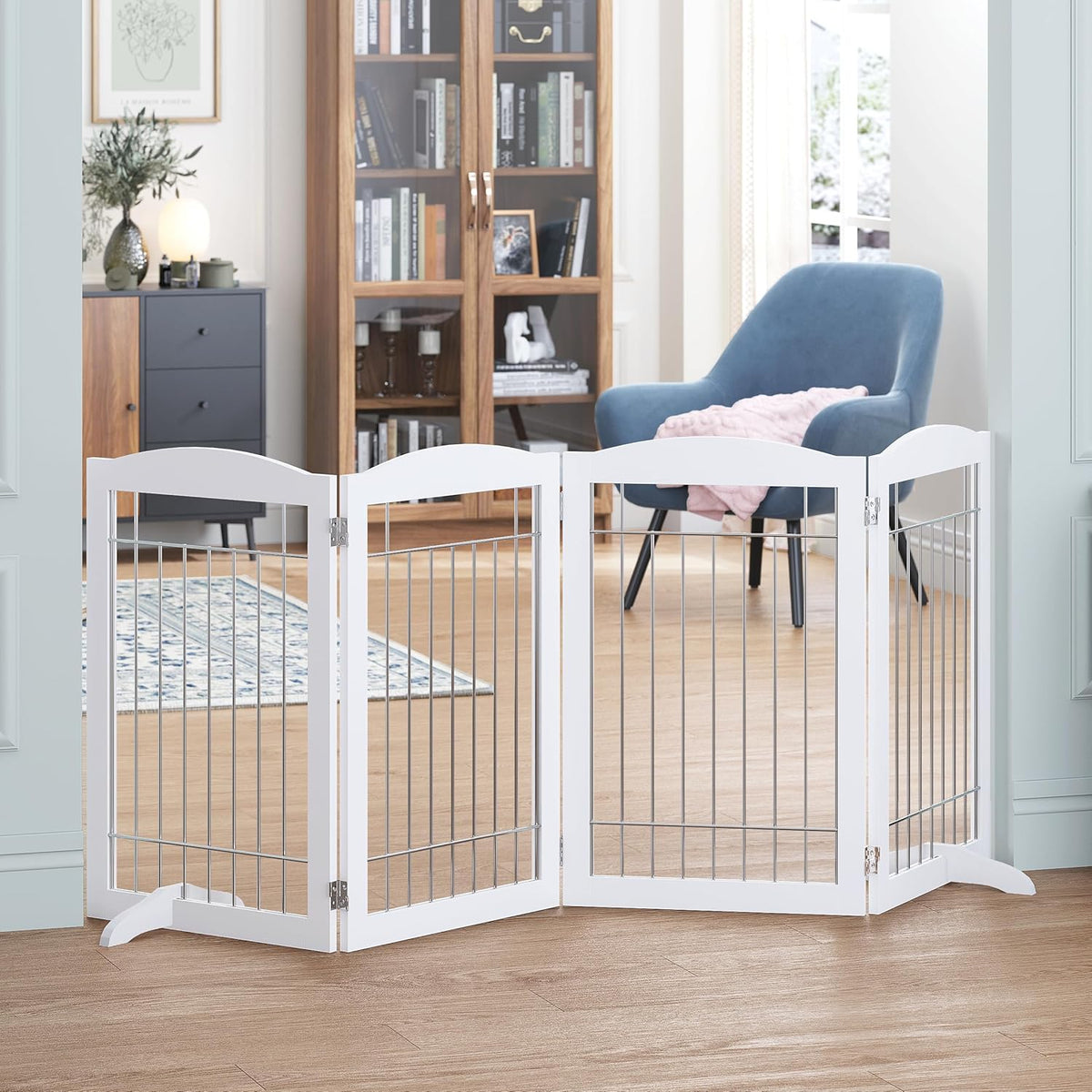 Spirich Free Standing Foldable Wire Pet Gate for Dogs, 80 Inches Extra Wide, 30 Inches Tall 4