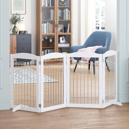Spirich Free Standing Foldable Wire Pet Gate for Dogs, 80 Inches Extra Wide, 30 Inches Tall 4