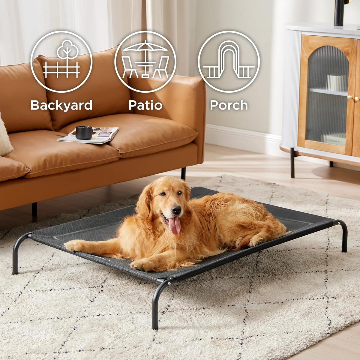 Bedsure Outdoor Elevated XL Dog Bed, Portable Indoor & Outdoor Cooling Raised Cot Pet Hammock Bed