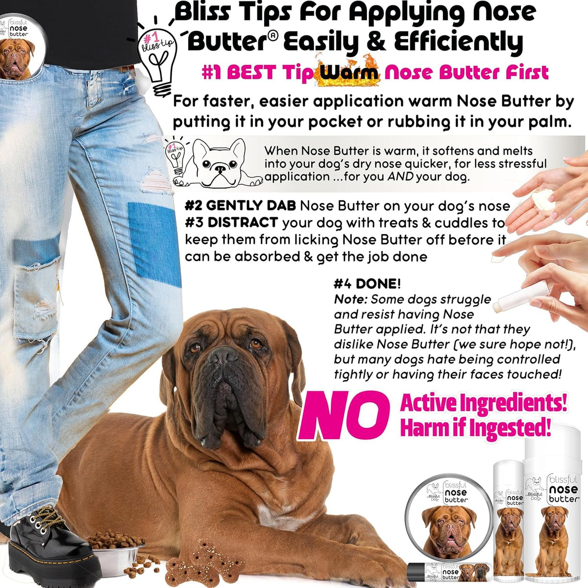 The Blissful Dog Dogue De Bordeaux Nose Butter, Versatile Dog Nose Balm for Dry Nose, Handcrafted